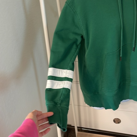 MTWTFSS WEEKDAY green Lynn Hoodie Stripe sweatshirt XS preowned - Picture 4 of 7